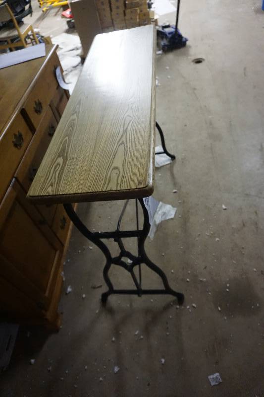 lot 35 image: Rot Iron Stand Wood EntryDinnette Shelving Unit