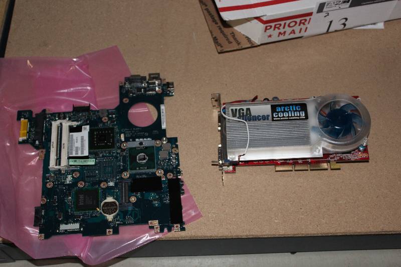 lot 13 image: Laptop motherboard, AGP video card, tested and operational