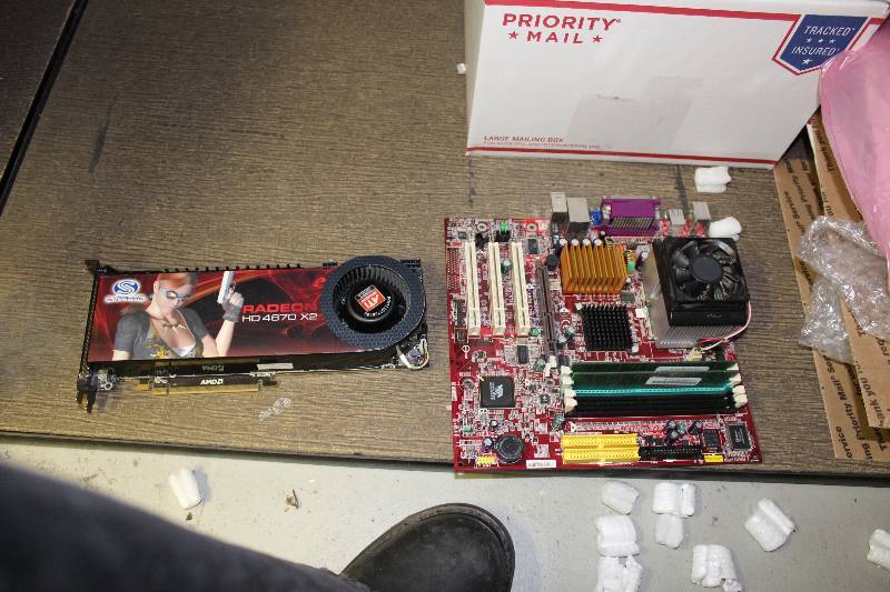 lot 46 image: Radeon HD 4870 X2 viedo card and desktop motherboard, tested and operational