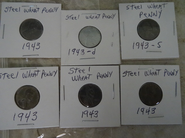 6 Steel Wheat Pennies