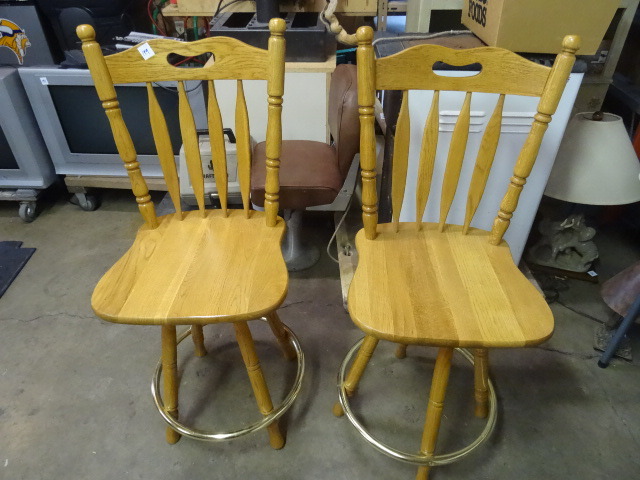 2 Wood Stools. 24 Seat Hgth. Swivel