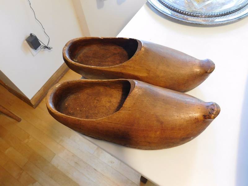 antique pair of wooden shoes