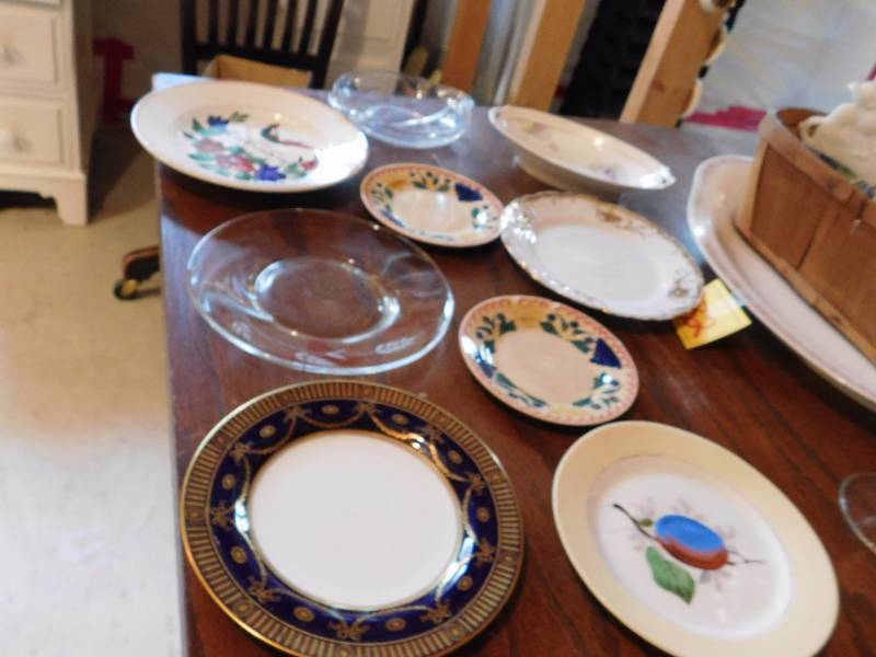 large lot of decor and serving plates and more