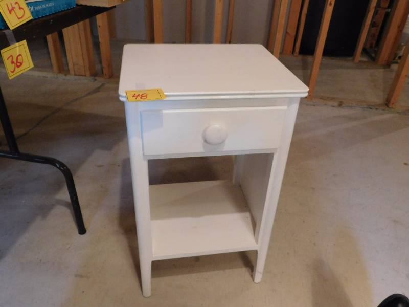 vintage white bedside table or telephone table