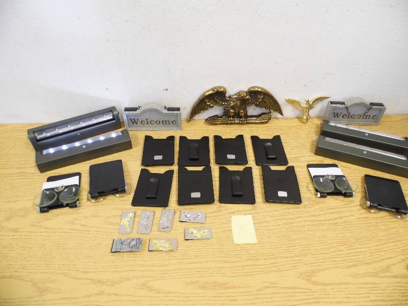 lot 10 image: LED Lights, Welcome Signs, Eagles, with Tote