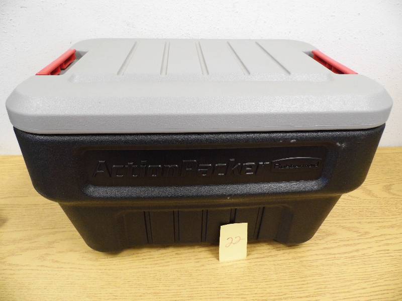 lot 22 image: Rubbermaid Action Packer Tote