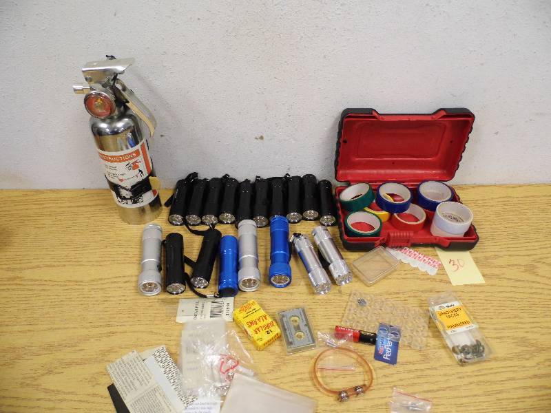 lot 30 image: Fire Extinguisher, Flashlights, Tape