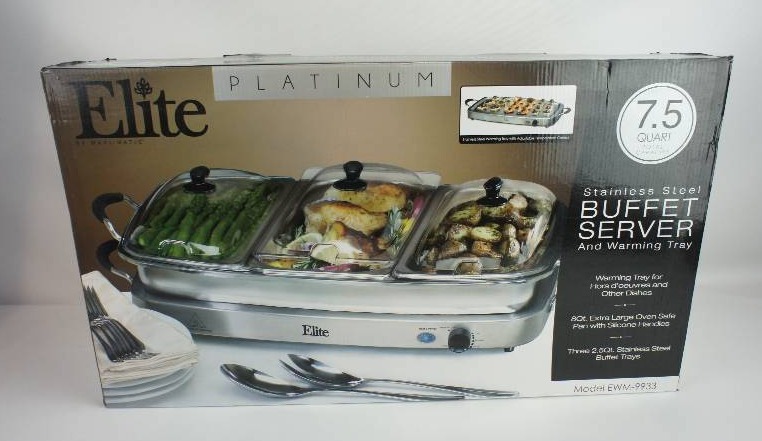 MaxiMatic Elite Platinum 3-Tray 2-12-Quart Buffet Server - Stainless