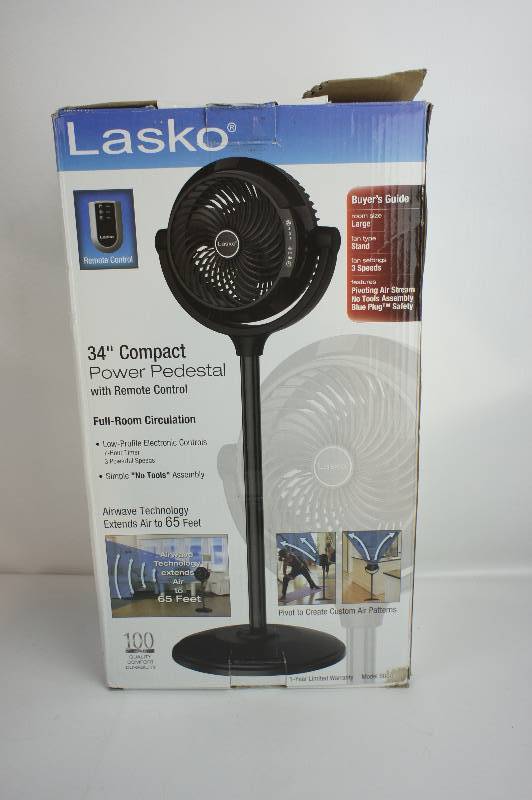 Lasko 34 Compact Power Pedestal Fan - Black