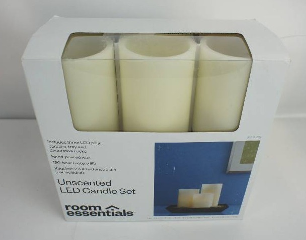 Room Essentials 3 Pack Unscented LED Candles With Rocks