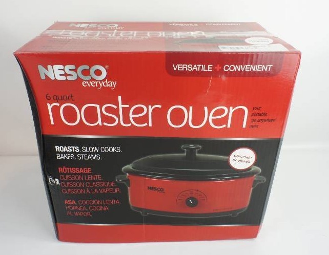 Nesco 6-Quart Roaster Oven with Black Lid - Red