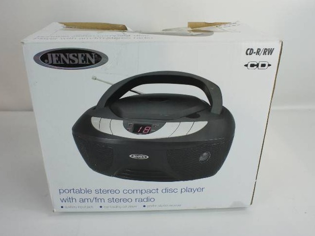 Jensen CD AMFM Radio Boombox with LED display - Black