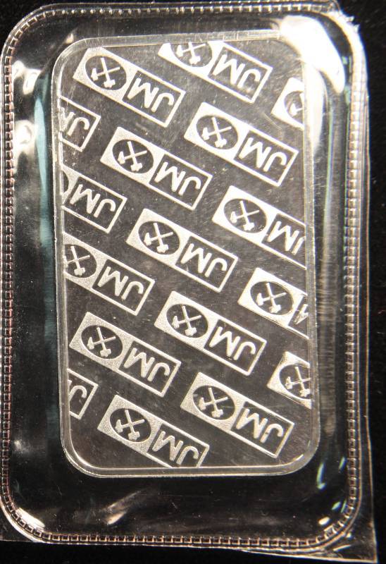 1 TROY OZ. .999 FINE SILVER JM JOHNSON MATTHEY BAR