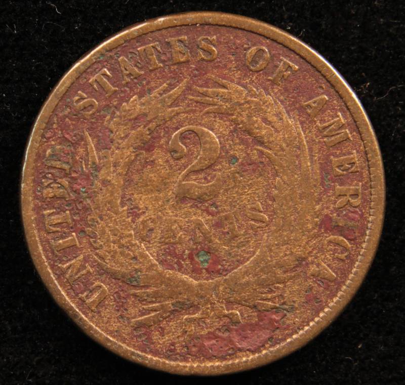 1870 TWO CENT PIECE GOOD DETAILS CORRODED