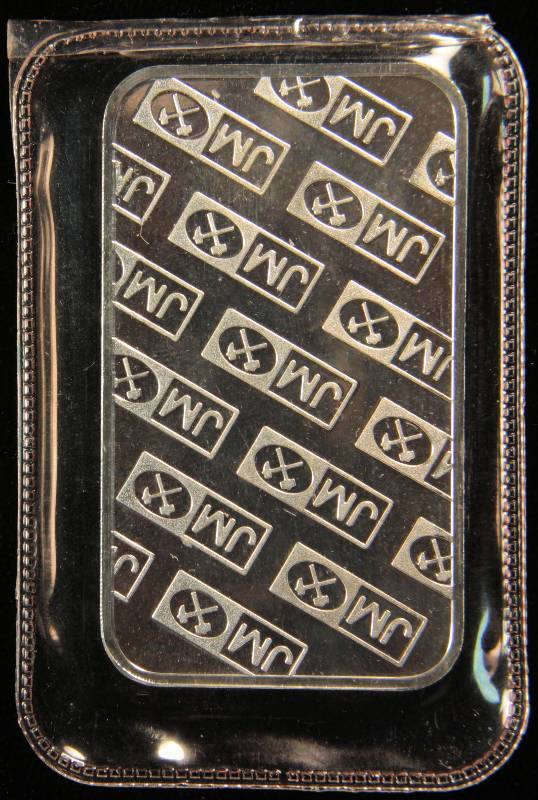 1 TROY OZ. .999 FINE SILVER JM JOHNSON MATTHEY BAR