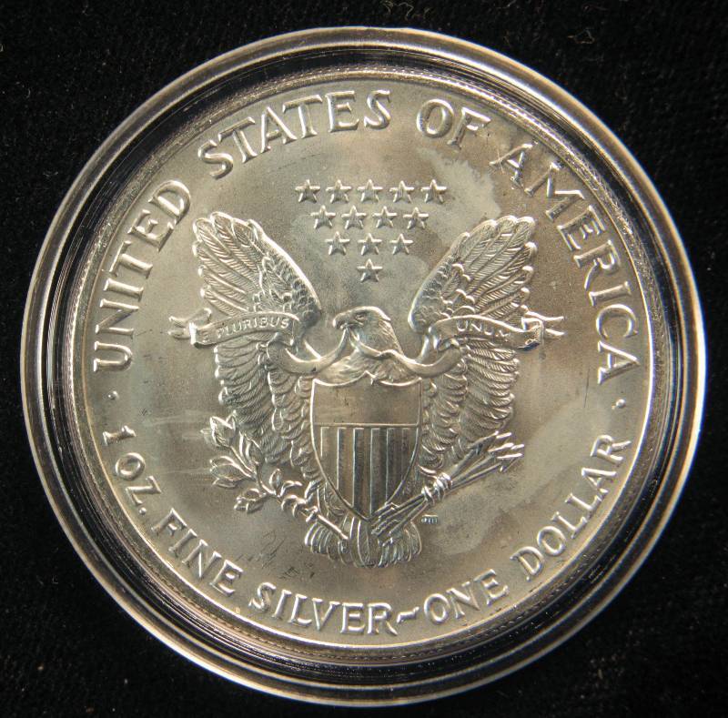 1991 AMERICAN SILVER EAGLE 1 TROY OZ. .999 FINE SILVER DOLLAR IN AIRTITE CAPSULE