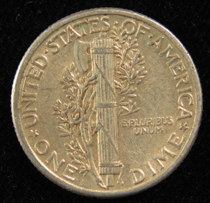 1943 US MERCURY SILVER DIME XF