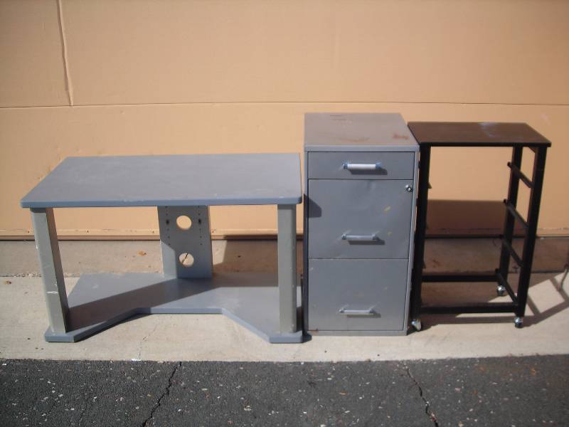 lot 15 image: 3-Items TV Stand, File, Rolling ShelfStand