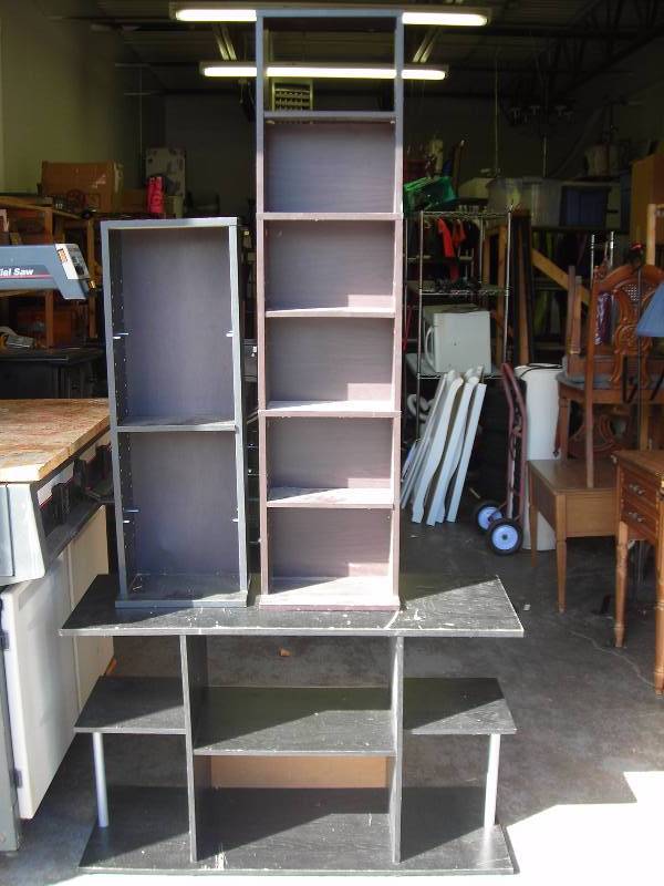 lot 16 image: 3-Items TV StandShelf, 2-Media Storage Shelves