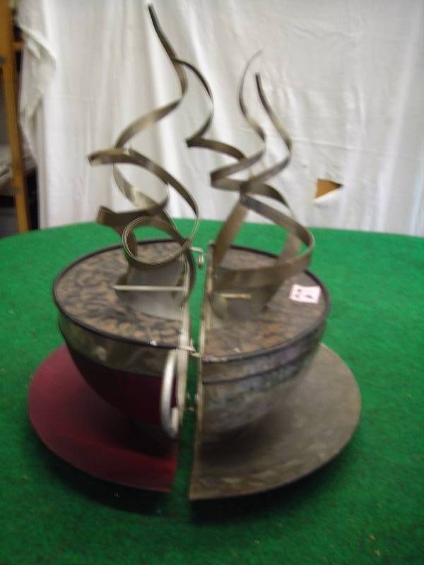 lot 27 image: 2-Metal Sculpture Coffee Cups