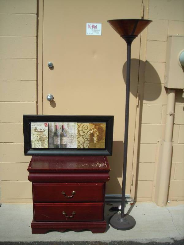 lot 48 image: Night Stand, Floor Lamp, Picture