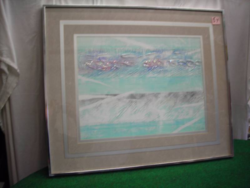 lot 54 image: Framed Textured Painting
