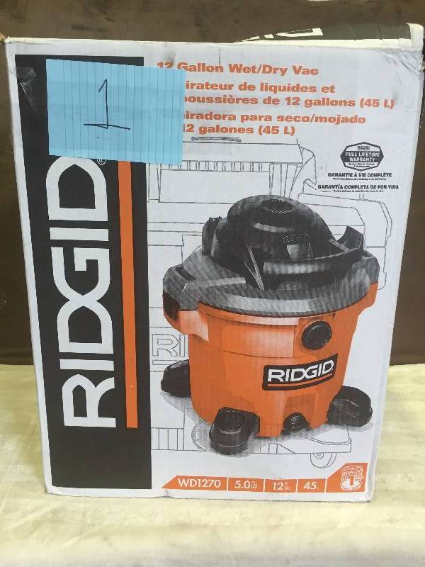 Ridgid WetDry Vac 12 gal 5 HP WD1270  New