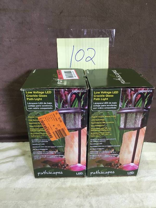 Lot of 2 Low Voltage Crackle Glass Path Light