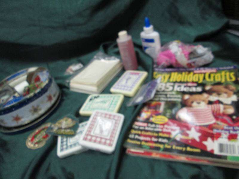 Stamps, cards, jewelry cleaner, glu...