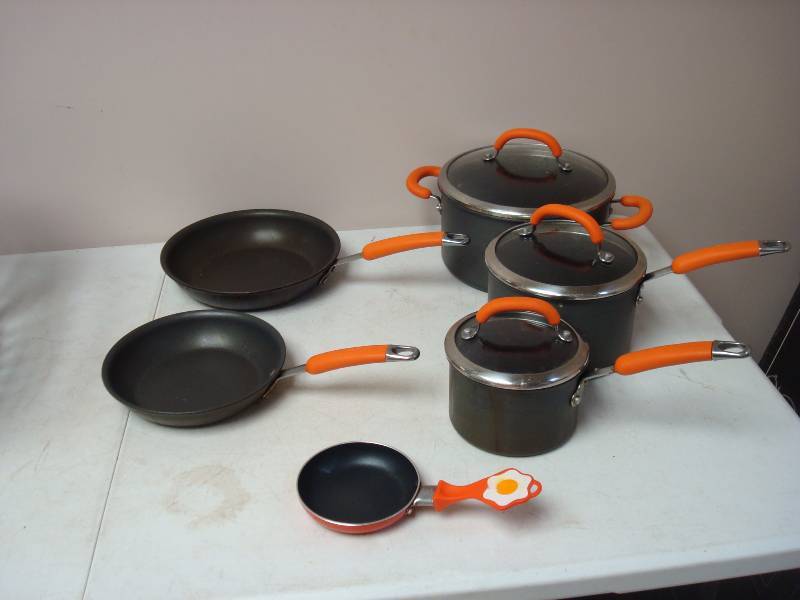 Lot Of Rachel Ray Cooking Pans, Used, Show Wear