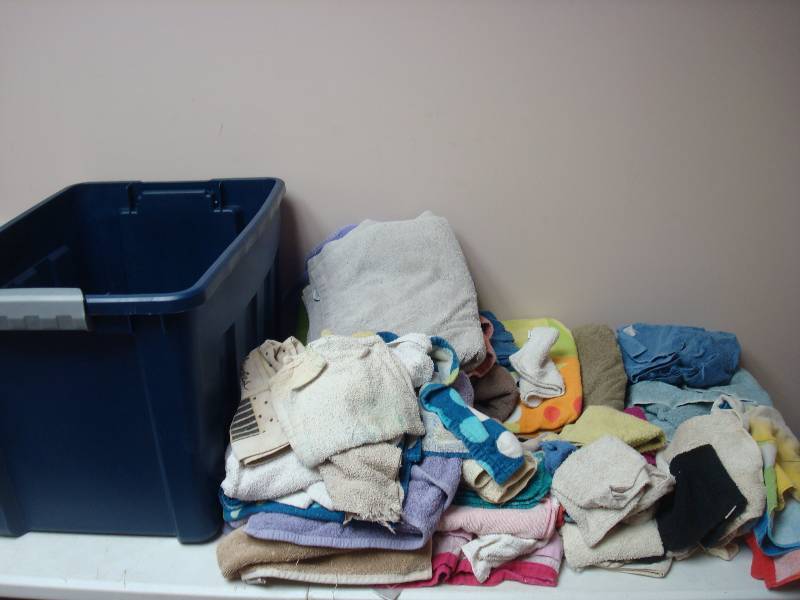 Bin Filled With Towels And Rags