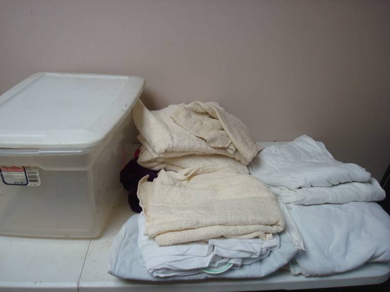 Bin with Some Towels And Linens