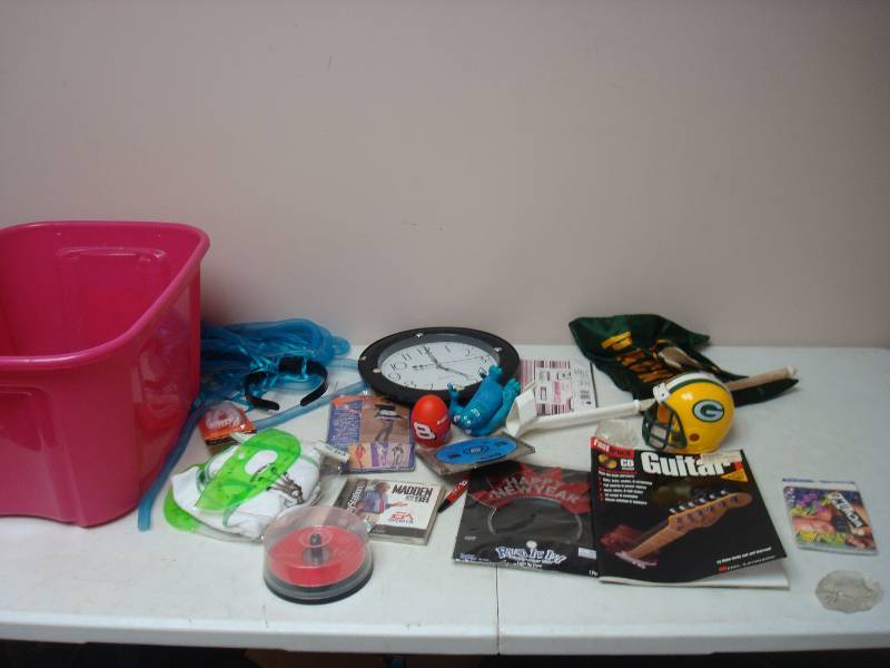 Pink Bin Filled With Items