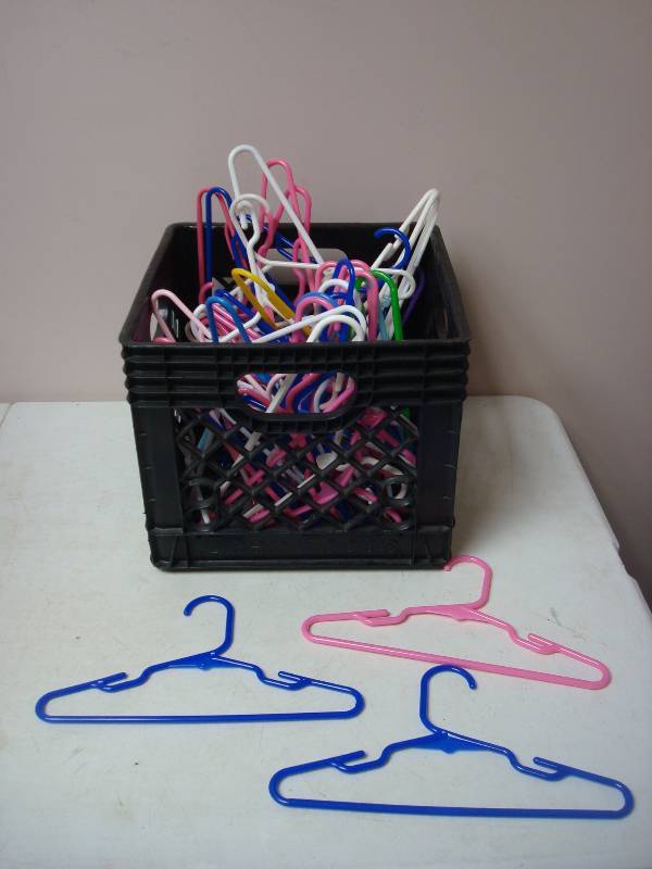 Milk Crate With Child Sized Hangers