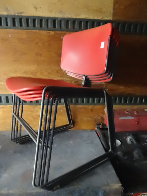 lot 124 image: 4 Metal Framed Stack Chairs