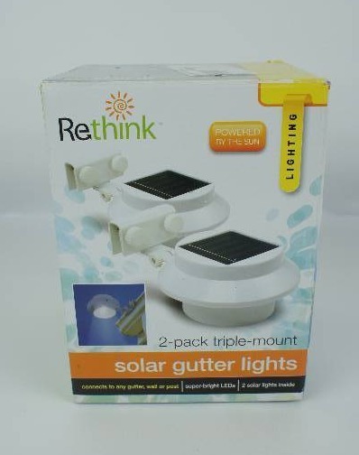 lot 15 image: Rethink 2-Pack Multi-Purpose GutterFence Solar Light, White