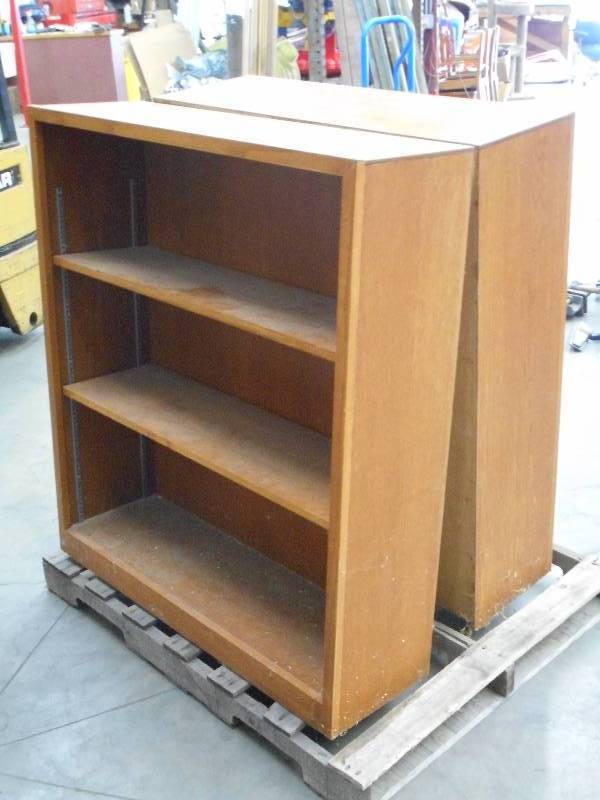 lot 48 image: (2) 42x48 3-Level Wood Book Shelv...