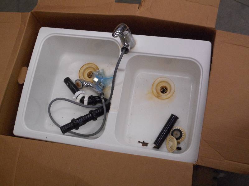 lot 81 image: Double Bowl Sink With Faucet ...