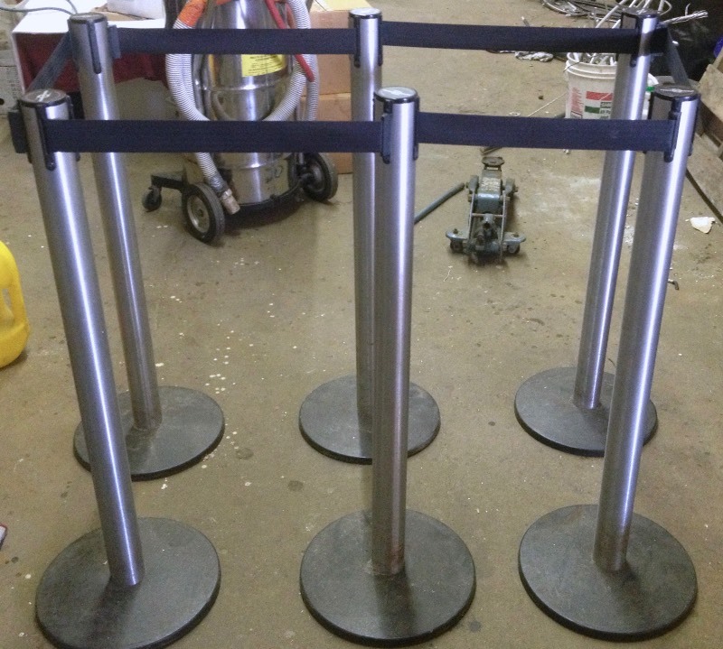 lot 12 image: Lot of (6) TensaBarrier Crowd Control  Line Management Posts with Retractable Belts