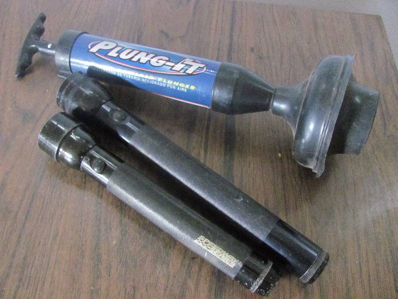 Flashlights and toilet plunger