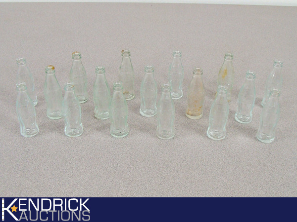 lot 8 image: Lot of 17 Novelty Glass Mini Coke Bottles