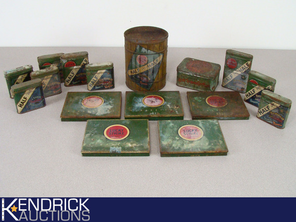 lot 10 image: Large Lot of 16 Old Lucky Strike Tobacco Tins