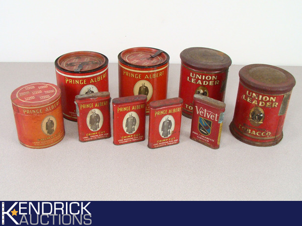 lot 11 image: Lot of 9 Old Prince Albert Tobacco Tins