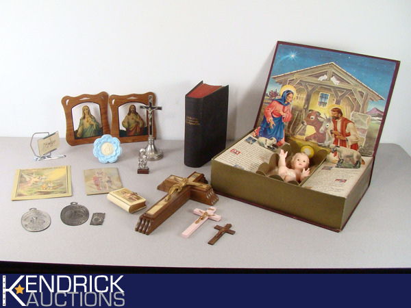 lot 20 image: Lot of Antique Bibles, and Vintage Religious Items