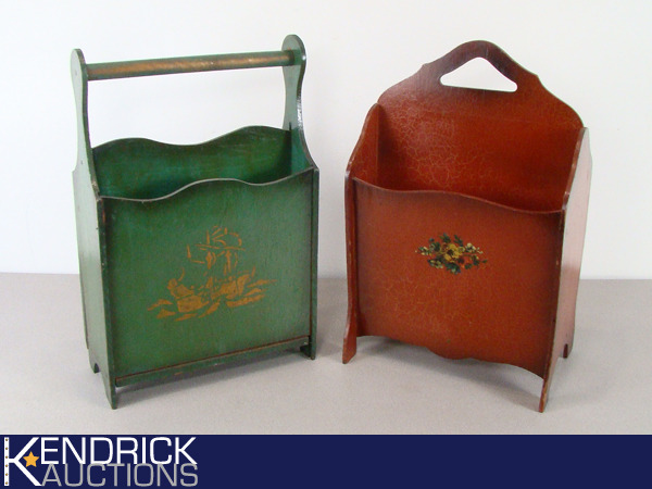 lot 27 image: 2 Vintage Wood Magazine Holders