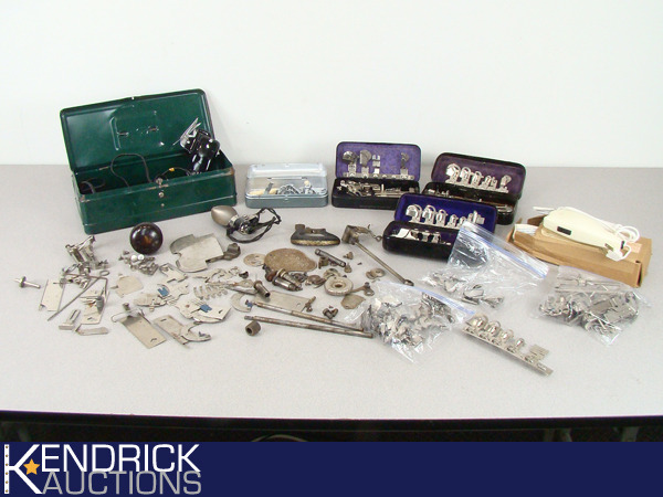 lot 29 image: Large Lot of Vintage Sewing Machine Attachments, and Accessories