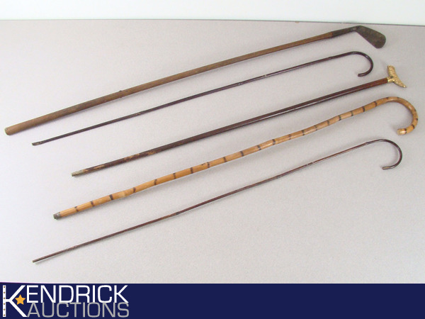 lot 46 image: Lot of Vintage Canes and a Hickory Golf Club