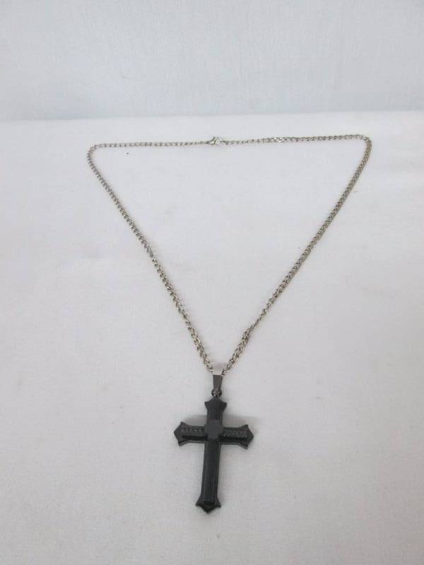 lot 83 image: Crucible Stainless Steel Black Cross Pendant