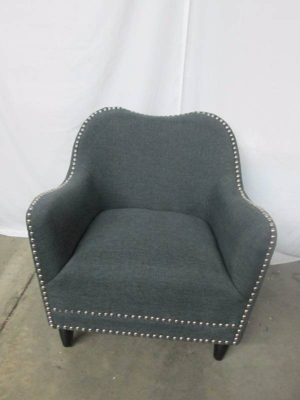 lot 3 image: Seibert Gray Linen Accent Chair