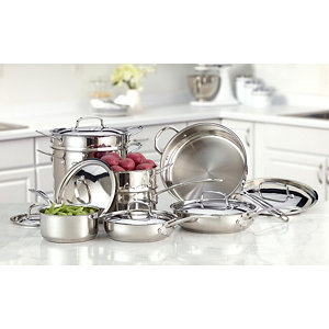 lot 22 image: Chefs Mark 14-pc. Stainless Steel Cookware Set